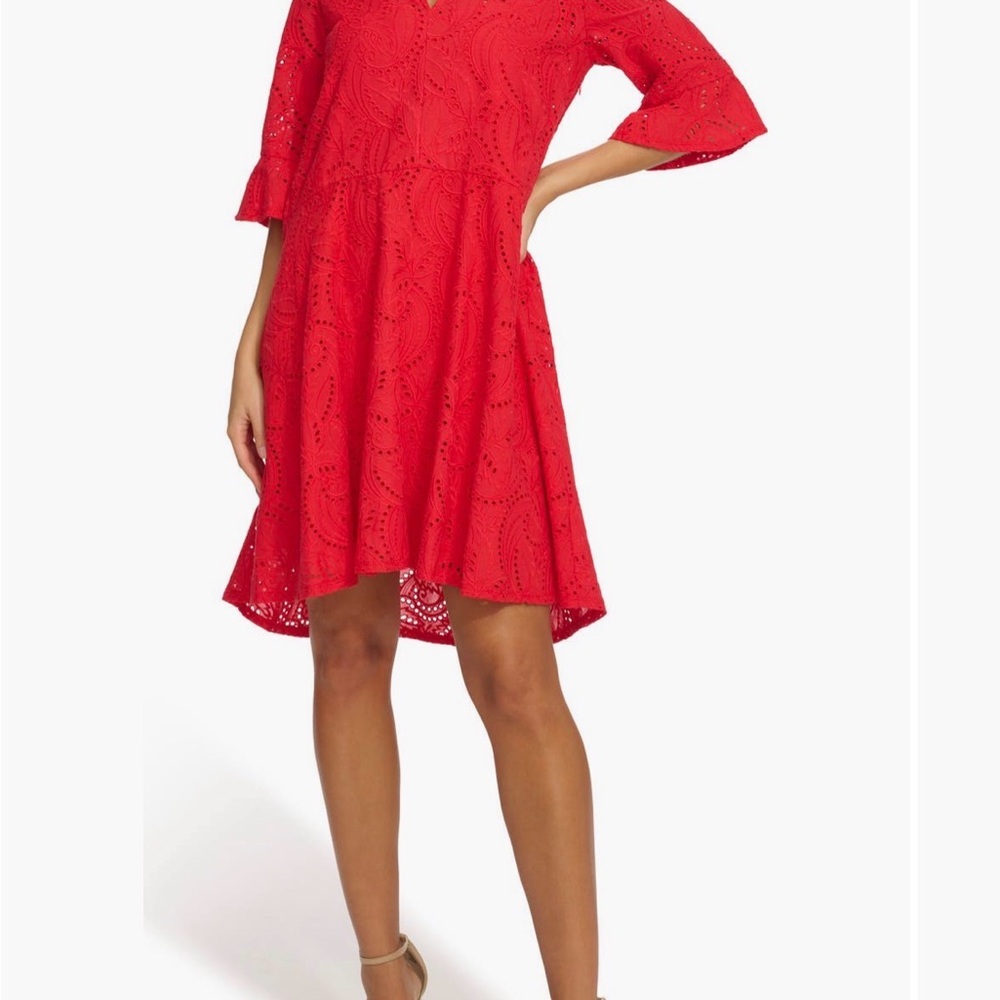 Embroidered eyelet tunic dress